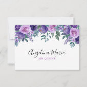 Carte RSVP Quinceanera Florale Violette (Dos)