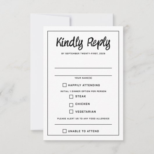 Carte RSVP Rainbow Burst Food Choix (Devant)