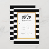 Carte RSVP rayée noir et blanc (Devant / Derrière)