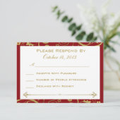 Carte RSVP Red et Gold Swirl (Debout devant)