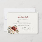 Carte RSVP Red Floral Winter Wedding (Devant)