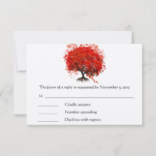Carte RSVP Red Leafed Heart Tree