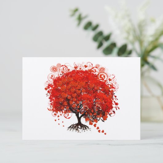 Carte RSVP Red Leafed Heart Tree (Debout devant)