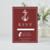 Carte RSVP Red Nautical Ancre Wedding (Debout devant)