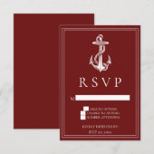 Carte RSVP Red Nautical Ancre Wedding (Devant / Derrière)