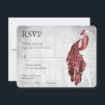 Carte RSVP Red Peacock Wedding<br><div class="desc">Envoyez à vos invités une carte RSVP de mariage Red Peacock simple et élégante avec votre invitation. Le design de la carte de réponse est caractérisé par un paon élégant contre un feuillage délicat et un arrière - plan grunge. Personnalisez avec la date de réponse et les choix de menu....</div>