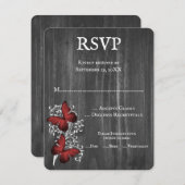 Carte RSVP Red Rustic Butterfly Wedding (Devant / Derrière)