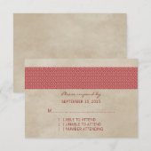 Carte RSVP Red Rustic Damask (Devant / Derrière)