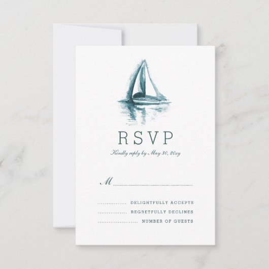 Carte RSVP Réponse du Mariage de bateau à voile Wa (Devant)