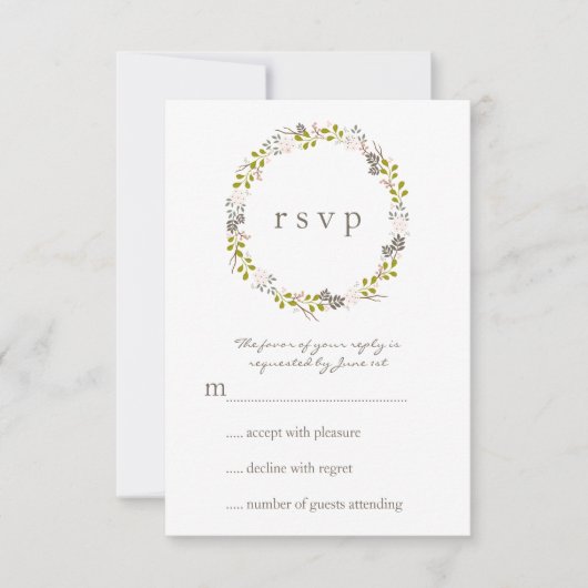 Carte RSVP Réponse du Mariage Woodland (Devant)