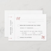 Carte RSVP Réponse du ticket du plan de passe d'em (Devant / Derrière)