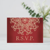 CARTE RSVP RÉPONSE INDIENNE ROUGE ET OR (Debout devant)