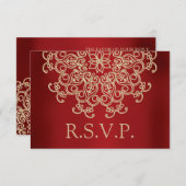 CARTE RSVP RÉPONSE INDIENNE ROUGE ET OR (Devant / Derrière)