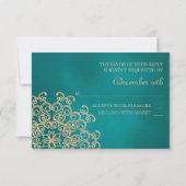CARTE RSVP RÉPONSE INDIENNE turquoise ET OR (Dos)