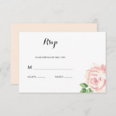 Carte RSVP Réponse Mariage Rose vintage (Devant / Derrière)