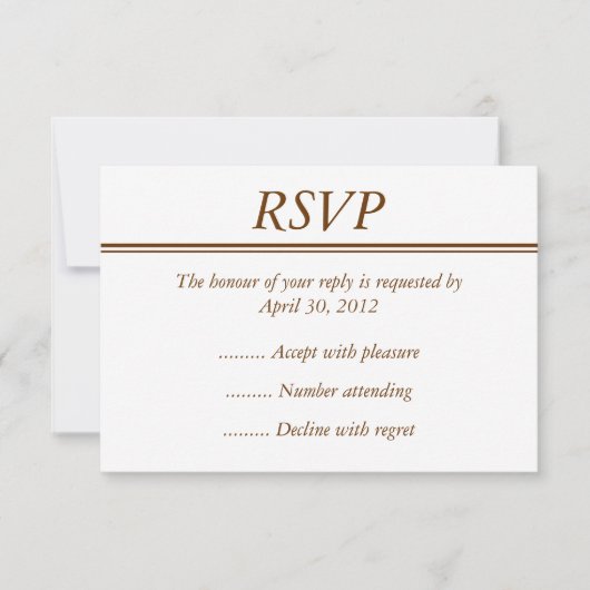 Carte RSVP, Réponse ou Réponse Brown (Devant)