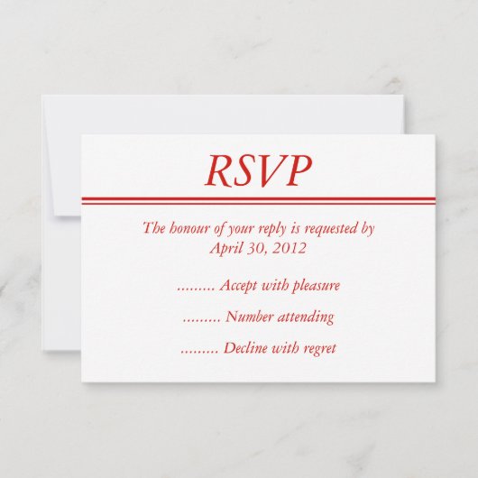 Carte RSVP, réponse ou réponse de l'événement roug (Devant)