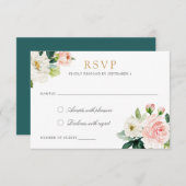 Carte RSVP réponse romantique à blanc floral (Devant / Derrière)