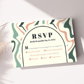 Carte RSVP Retro Arch Mint Green Rose Mariage