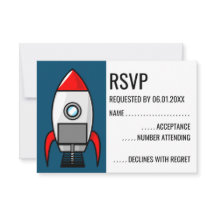 Carte RSVP Retro Sci Fi Rocket