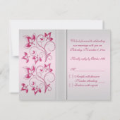 Carte RSVP RIBBON Argent, Rose Floral IMPRIMÉE (Dos)