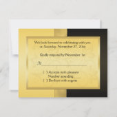 Carte RSVP RIBBON Black, Gold Floral (Dos)