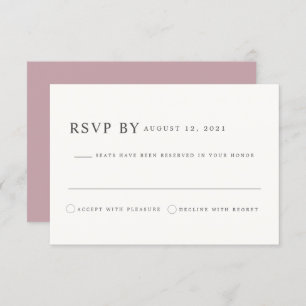 Carte RSVP ROGUE Dusty Blush Rose Mauve Mariage
