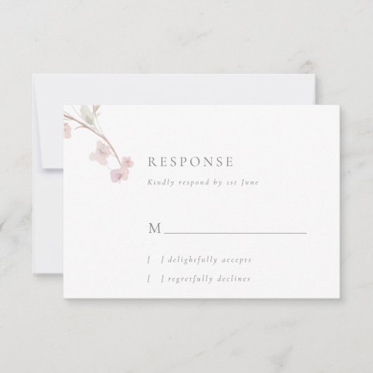 Carte RSVP Romantique Delicate Blush Floral Weddin (Devant)