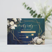 Carte RSVP romantique Floral Gold Wreath Wedding (Debout devant)