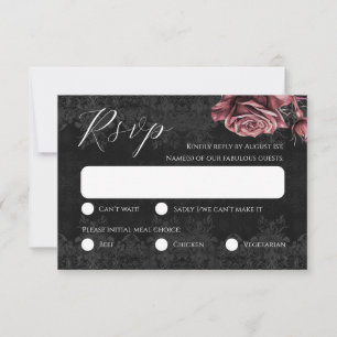 Carte RSVP romantique victorienne gothique Red Ros