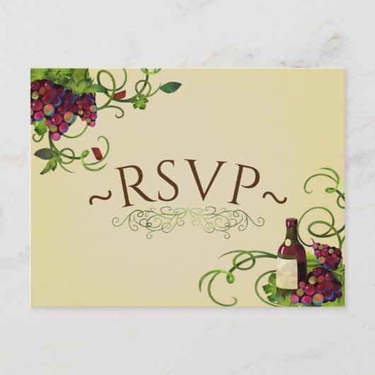 Carte RSVP Romantique Vignoble d'été (Devant)