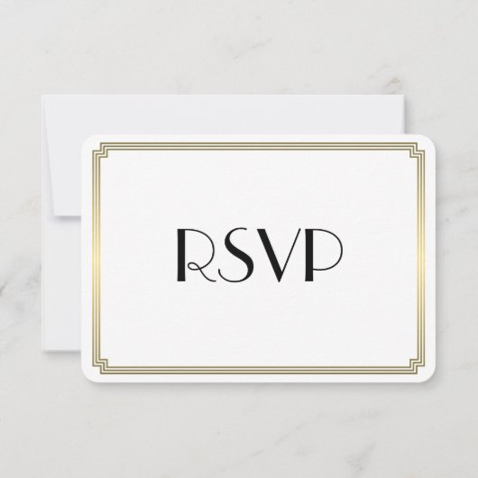 Carte RSVP Ronde Great Gatsby Art Déco Gold Weddin (Dos)