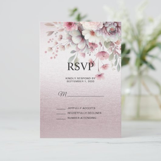 Carte RSVP rose blanc moderne (Debout devant)