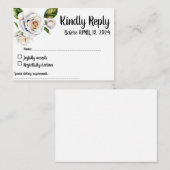 Carte RSVP Rose blanche, carte de réponse (Devant / Derrière)