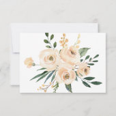 Carte RSVP Rose blanche or beige florale (Dos)