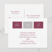 Carte RSVP rose Carré rose (Devant / Derrière)