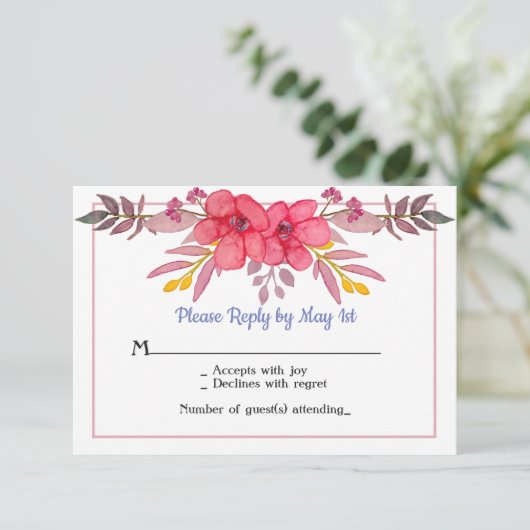 Carte RSVP rose Dusty (Debout devant)