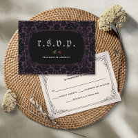 Carte RSVP Rose en dentelle gothique noire