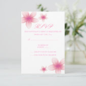 Carte RSVP rose et blanc Frangipani (Debout devant)