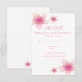 Carte RSVP rose et blanc Frangipani (Devant / Derrière)