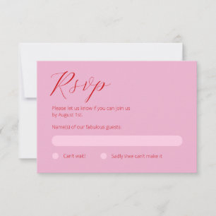 Carte RSVP rose et rouge gras