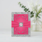 Carte RSVP | Rose, Feuille de faux argent, Floral (Debout devant)