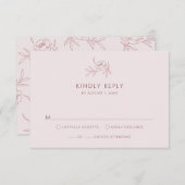 Carte RSVP rose floral (Devant / Derrière)
