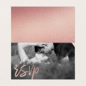 Carte RSVP rose Gold Foil Script double photo (Extérieur déplié)