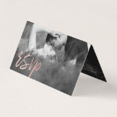 Carte RSVP rose Gold Foil Script double photo (Devant)