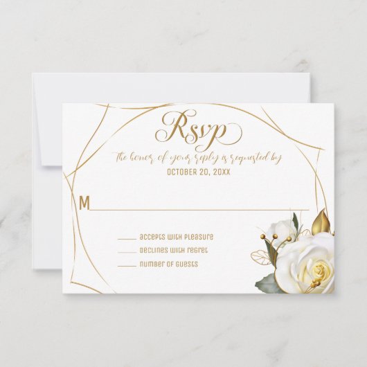 Carte RSVP rose Gold Organic Floral Wedding (Devant)
