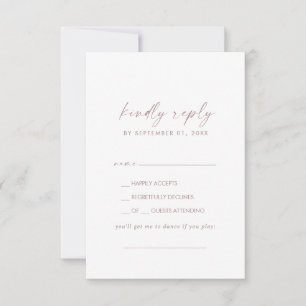 Carte RSVP Rose moderne Gold Script Song Demande