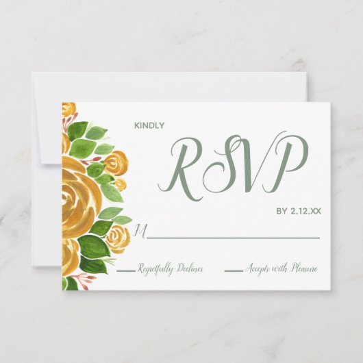 Carte RSVP Rose or (Devant)