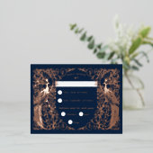 Carte Rsvp Rose or Art déco Marine (Debout devant)