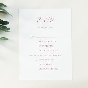 Carte RSVP Rose or simple et élégante